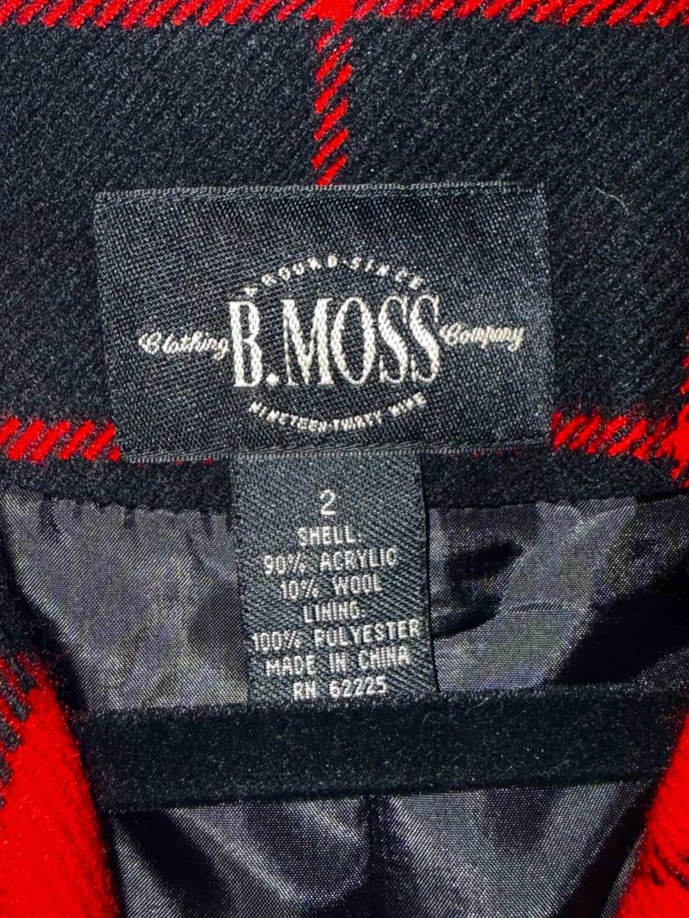 Tailor B. Moss Vintage (90s/00s) Red & Black Buffalo Plaid Blazer - Size 2 - Picture 8 of 9